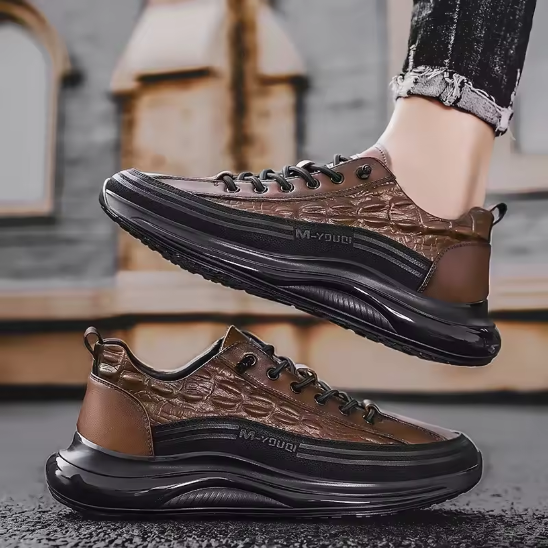 Zapatilla Ortopédica de Cuero Croco™ – Elegancia y Comodidad