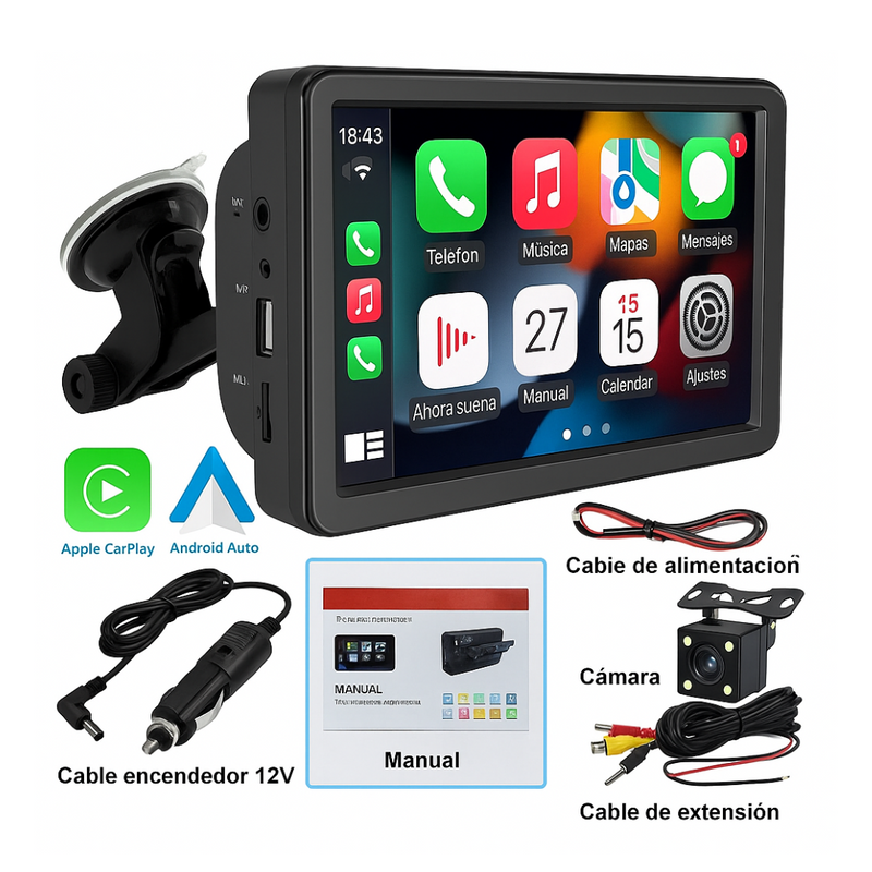Pantalla 10" Smart CarPro™ - Incluye Android Auto y CarPlay + Cámara de Reversa de Regalo